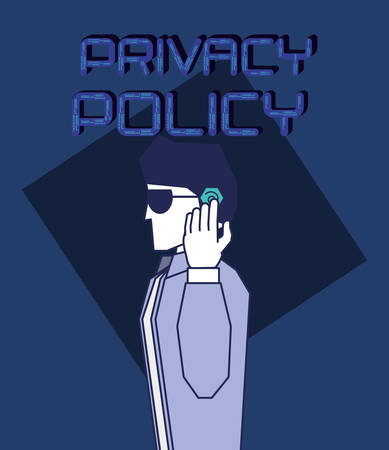 privacy policy design with detective icon over blue background, colorful design. vector illustrationのイラスト素材