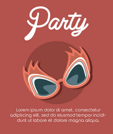 infographic of party design with carnival mask icon  over red background, colorful design. vector illustrationのイラスト素材