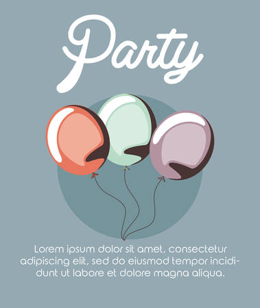 infographic of party design with balloons over gray background, colorful design. vector illustrationのイラスト素材