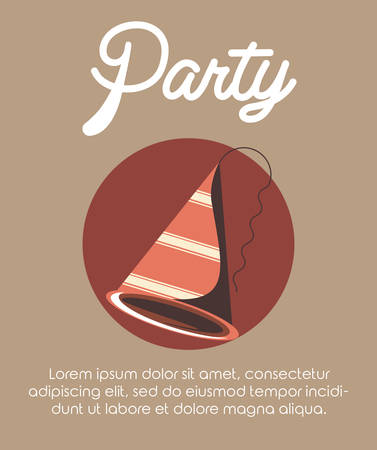 infographic with party hat icon over brown background, colorful design. vector illustratinのイラスト素材