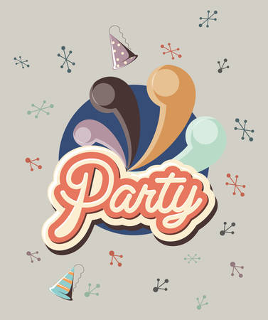 party design with related icons around over gray background, colorful design. vector illustrationのイラスト素材