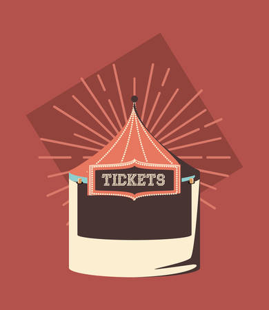 carnival tickets store and decorative sunburst over background, colorful design. vector illustrationのイラスト素材