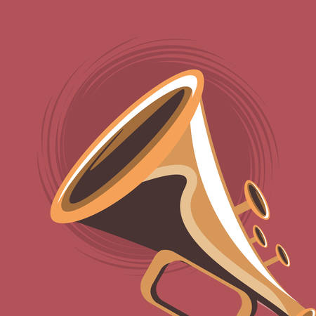 trumpet icon over red background, colorful design. vector illustrationのイラスト素材