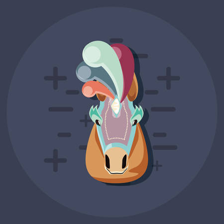 circus horse carnival festival decorated accessories vector illustrationのイラスト素材