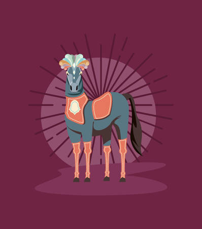 carnival horse circus show decoration retro vector illustrationのイラスト素材