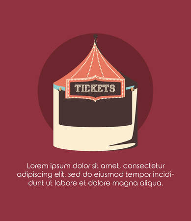 carnival ticket booth fun fair circus retro style vector illustrationのイラスト素材
