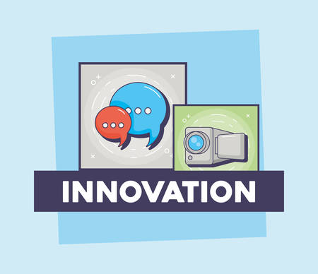 innovation and technology icon set over blue background, vector illustrationのイラスト素材