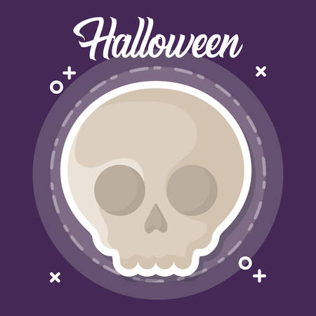 halloween celebration design with skull icon over purple background, colorful design. vector illustrationのイラスト素材