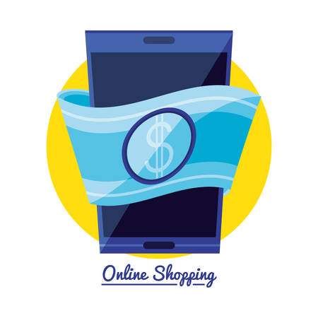 online shopping with smartphone vector illustration designのイラスト素材