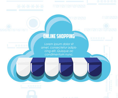 on line shopping with cloud computing vector illustration designのイラスト素材
