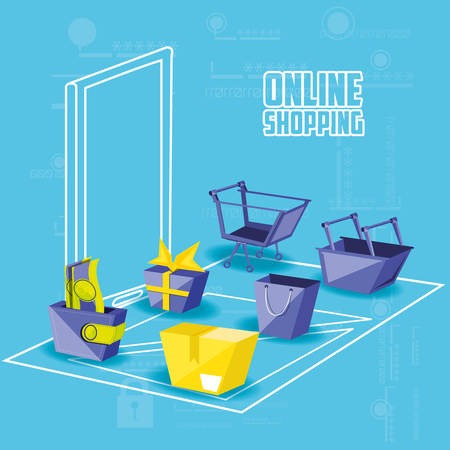 on line shopping with smartphone vector illustration designのイラスト素材