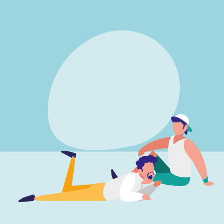 men resting avatar character vector illustration designのイラスト素材