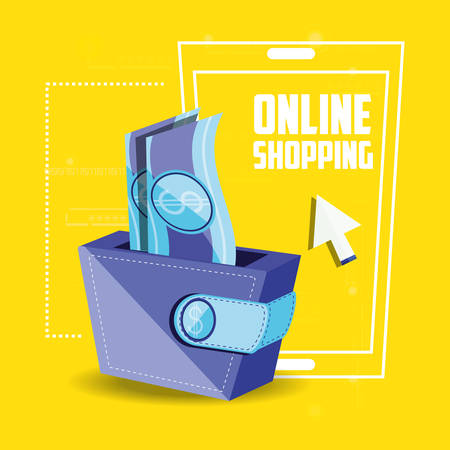 on line shopping with smartphone vector illustration designのイラスト素材