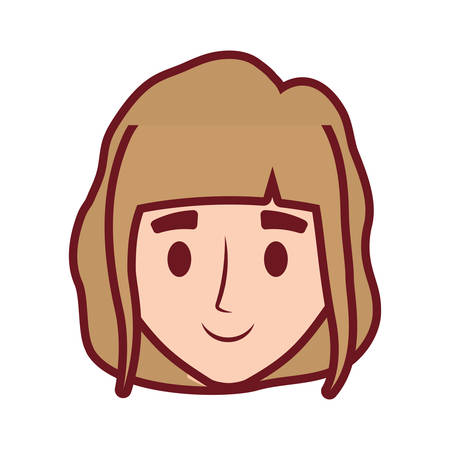 cartoon woman face icon over white background, colorful design. vector illustrationのイラスト素材