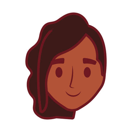 cartoon woman face icon over white background, colorful design. vector illustrationのイラスト素材