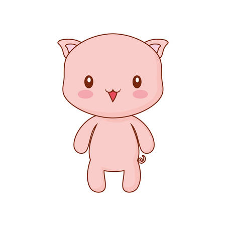 cute pig icon over white background, vector illustrationのイラスト素材