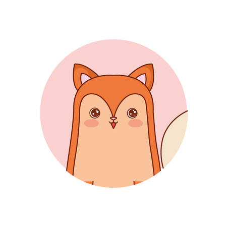 cute fox icon over white background, vector illustrationのイラスト素材