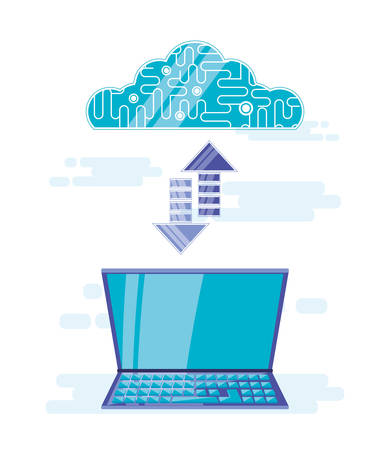 cloud computing with laptop vector illustration designのイラスト素材