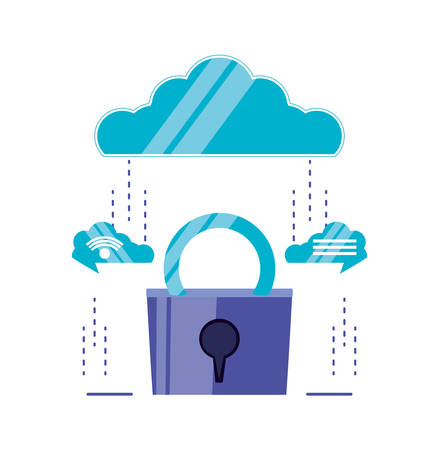 cloud computing with padlock vector illustration designのイラスト素材