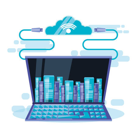 cloud computing with laptop vector illustration designのイラスト素材