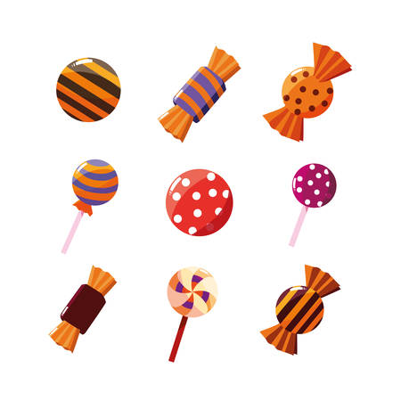 halloween set candies icons vector illustration designのイラスト素材