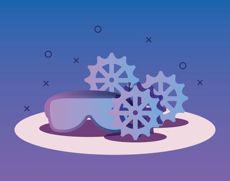 3d glasses gears innovation technology vector illustrationのイラスト素材