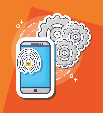 smartphone access fingerprint security innovation technology vector illustrationのイラスト素材