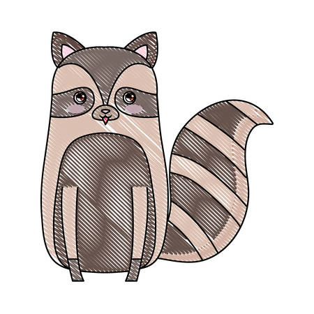 cute raccoon sitting animal baby drawing vector illustrationのイラスト素材