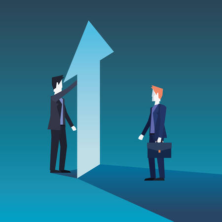 businessmen team with financial arrow growth vector illustrationのイラスト素材