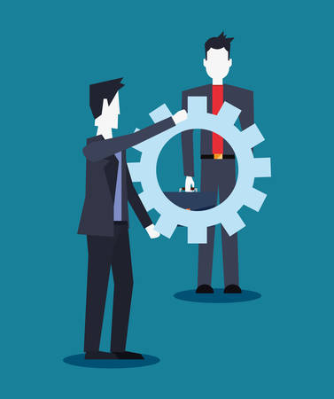 businessmen team with gears collaboration work vector illustrationのイラスト素材