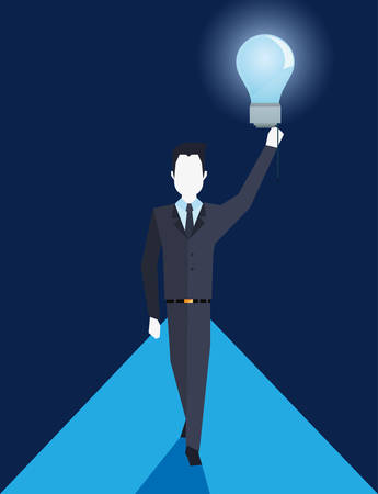 businessman holding bulb idea creativity business vector illustrationのイラスト素材
