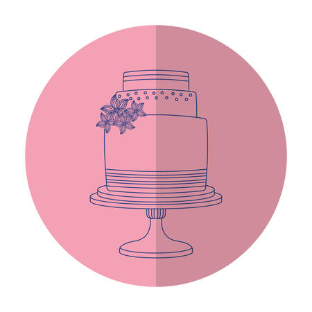 wedding cake floral decoration on stand vector illustrationのイラスト素材