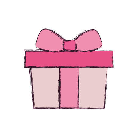 wrapper gift box bow ribbon decoration vector illustrationのイラスト素材