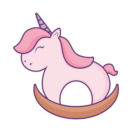 cute unicorn icon over white background, vector illustrationのイラスト素材
