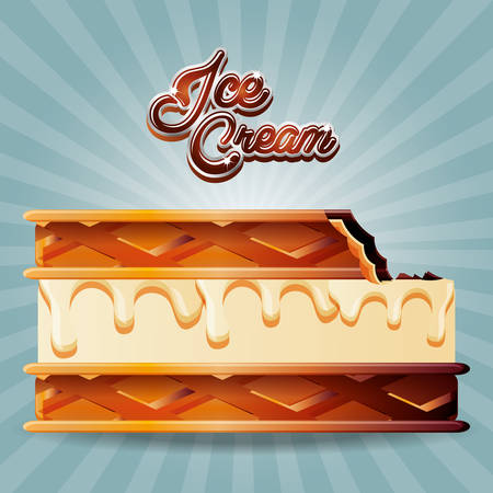 delicious ice cream cookie vector illustration designのイラスト素材