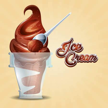 delicious ice cream in glass with spoon vector illustration designのイラスト素材