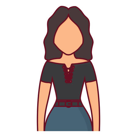 avatar woman wearing elegant clothes over white background, colorful design. vector illustrationのイラスト素材