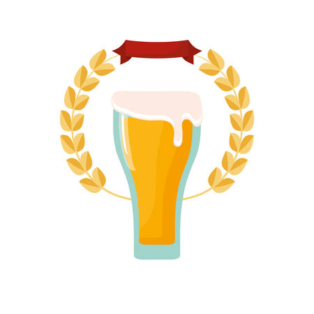 beer glass drink foam emblem vector illustrationのイラスト素材
