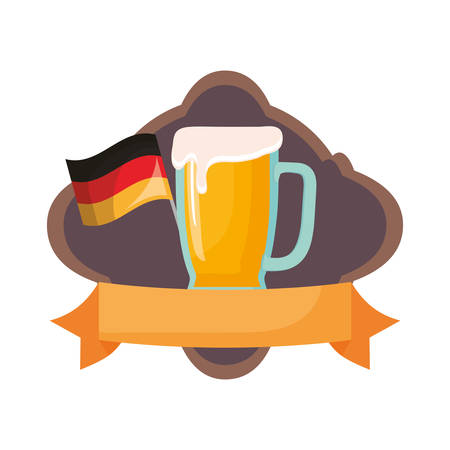 oktoberfest germany flag beer glass emblem vector illustrationのイラスト素材
