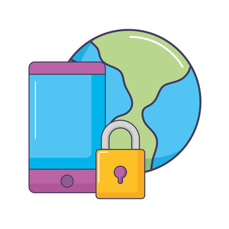 smartphone world security device technology gadget innovation vector illustrationのイラスト素材