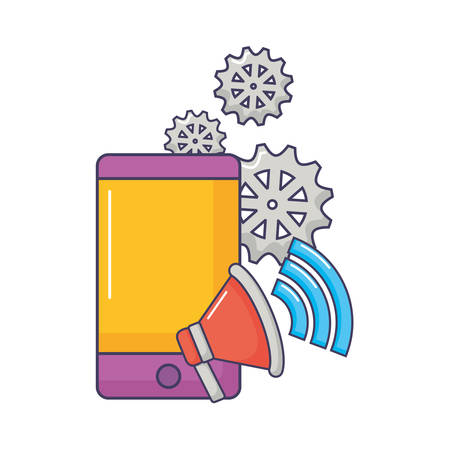 smartphone megaphone loud device technology innovation vector illustrationのイラスト素材