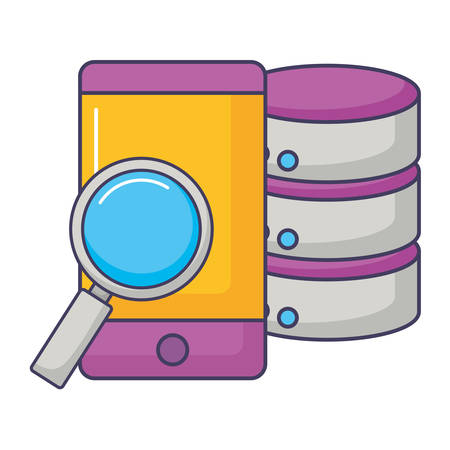 database server smartphone magnifying glass innovation vector illustrationのイラスト素材