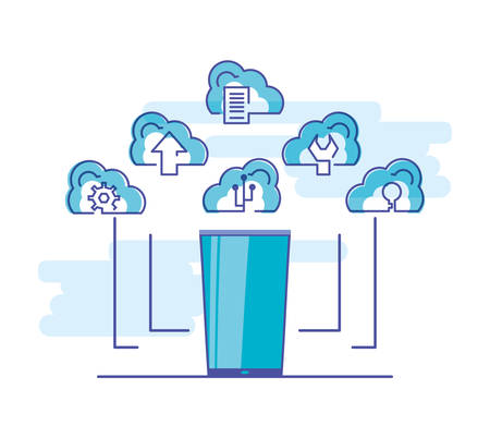 cloud computing network with smartphone vector illustration designのイラスト素材