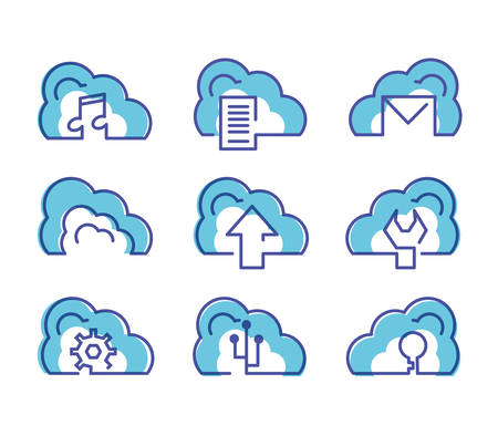 cloud computing network set icons vector illustration designのイラスト素材