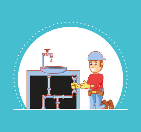 builder character with home repair icons vector illustration designのイラスト素材