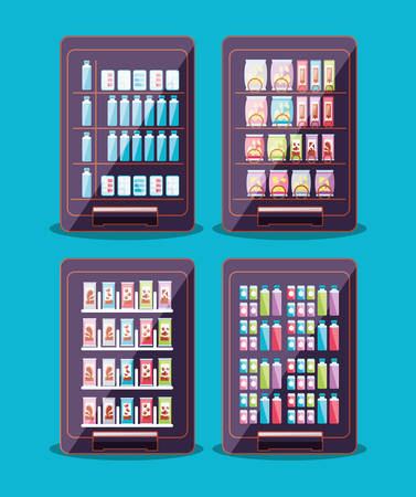 set of dispenser machines electronics vector illustration designのイラスト素材