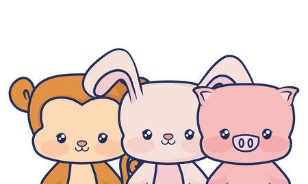 cute small babys animals smiling  vector illustrationのイラスト素材