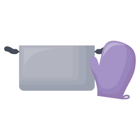 cooking pot and glove over white background, vector illustrationのイラスト素材