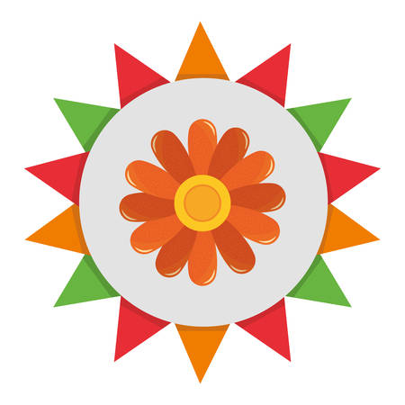 flowers label decoration ornament icon vector illustrationのイラスト素材