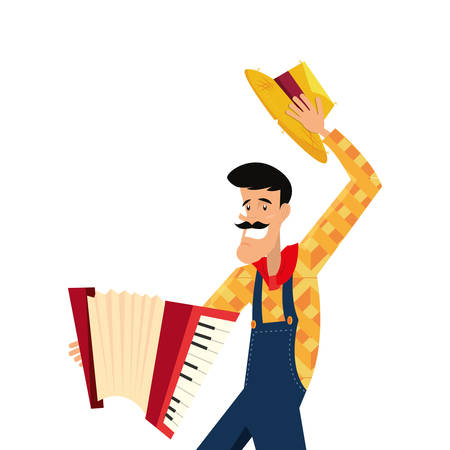 man with accordion instrument music vector illustrationのイラスト素材